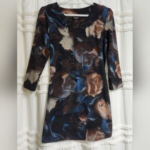 Papillion Women's Floral Dress - Black and Brown. Size Small.